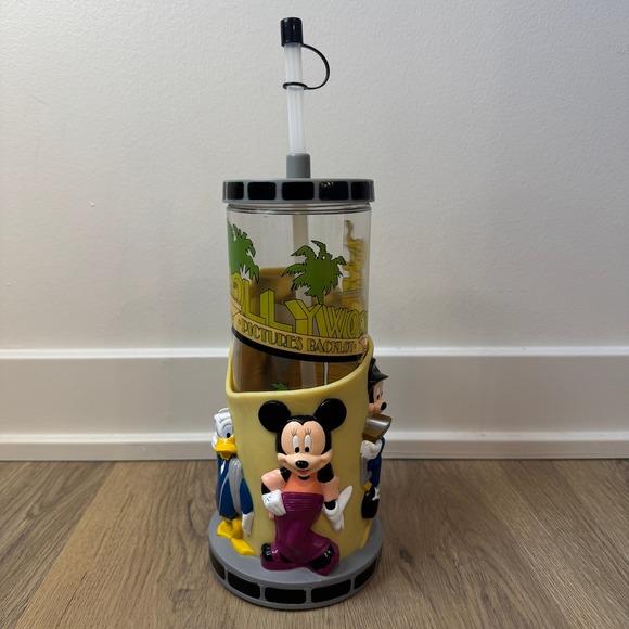 Vintage Disney Hollywood Pictures Backlot Tumbler Cup w/ Straw Mickey Mouse - Picture 2 of 8